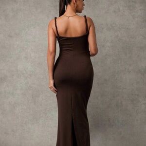 Elegant Maternity Brown Maxi Dress